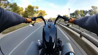 Can you daily a Harley Davidson bobber? My daily run to work - Insta360 x3 Raw Sound