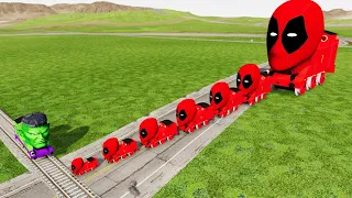 Big & Small Choo-Choo Charles Deadpool vs CURSED Train Thomas Hulk | BeamNG.Drive