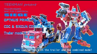 TRANSFORMERS WAR FOR CYBERTRON : SIEGE OPTMUIS PRIME COG & SIXGUN COMBINE MODE,Trailer mode 1, 2