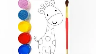 Giraffe drawing and color panting for Kids and Toddlers