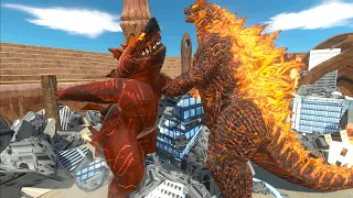 Thermonuclear Sharkjira vs. Thermo Godzilla & Burning godzilla - Animal Revolt Battle Simulator