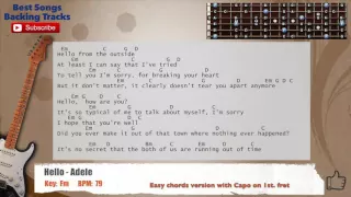 🎸 Hello - Adele Guitar Backing Track with scale, chords and lyrics