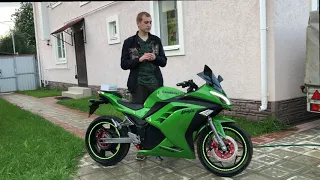 Электромотоцикл Kawasaki. Мотовидеорегистратор из Китая.