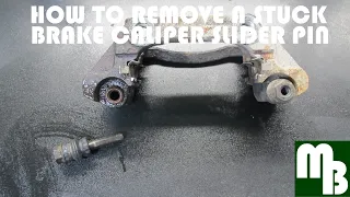 How to remove a stuck or seized brake caliper slider / guide pin quick & easy with no special tools