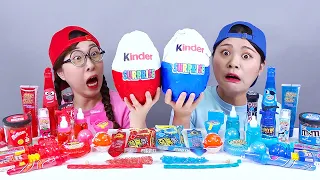 Red VS Blue Color Food Challenge DONA Mukbang