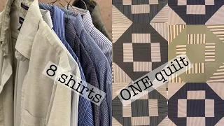 Make ONE quilt from eight COTTON shirts | sew along with me | simple sewing | repurpose fabric