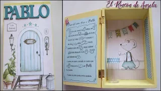 Decoupage con papel de scrapbooking. Casita del raton Perez -Diy manualidades infantiles