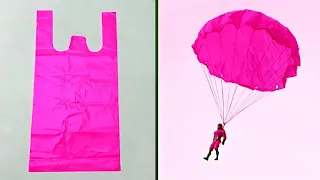 How to make Parachute with a plastic bag || parachute kaise banate hain || @PAZZOEXPERIMENT