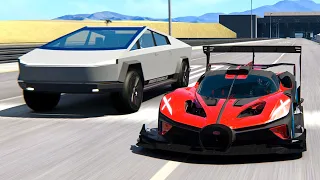 500000 HP Tesla Cybertruck vs Bugatti Bolide GTR at Special Stage Route X