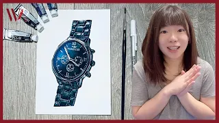 Watercolor Tutorial- How to Paint a Realistic Watch- Windy Shih