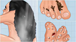 ASMR Plantar Warts Cleaning Treatment | Severe Fungal Infection Between Toes Animation