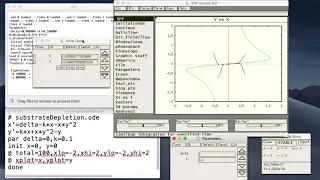 Use XPPAUT to create a bifurcation diagram with periodic solutions for a substrate-depletion model