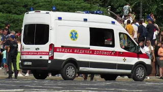 Ambulance of National guard of Ukraine Ford Transit. Responding code 2/3