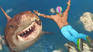 GTA 5 Water Fails - Franklin vs Megalodon ep.1