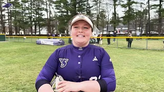 Stonehill Softball highlights INterviews vs Rhode Island; April 10, 2024