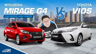 Mitsubishi Mirage G4 vs Toyota Vios Comparison | Philkotse Spec Check