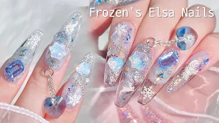 Winter Queen Elsa Nails️❄️🤍 How to Nail Refill😉 Glitter Nails/Unboxing/Nail art ASMR