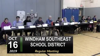 Windham Southeast School District (WSESD) Board Mtg 10/16/19 I