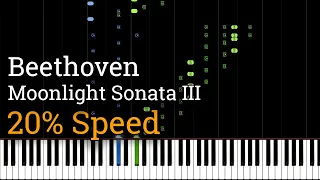 Beethoven - Moonlight Sonata Mvt. 3 (Slow Piano Tutorial) [20% Speed]