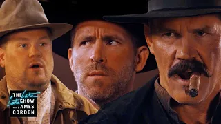 Before 'Deadpool 2' Ryan Reynolds & Josh Brolin Did a Western -- Corden's Sketch of the Week