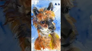 Creating with the Alphabet watercolor art challenge: A is for Alpaca