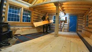 Flooring the Cabin During a Thunderstorm! / Ep97 / Outsider Cabin Build