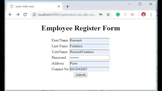 Registration Form using JSP + Servlet + JDBC + MySQL Database Example