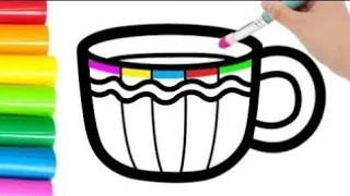 Draw the cup with rainbow colors For children/Zeichnen und Malen für Kinder