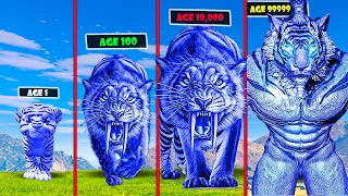 Growing Smallest Blue TIGER LION into Biggest BLUE TIGER LION in GTA 5!