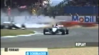 Michael Schumacher crashed and broke his leg at The 1999 British Grand Prix.