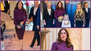 PRINCESS MARY WEARS A BOLD PLUM-COLOURED OUTFIT TO PRESENT AN AWARD FOR THE DANISH HEART FOUNDATION