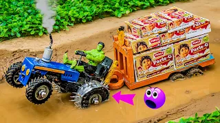 Diy Tractor Heavy truck Stuck In Mud With Parle G Science project | DIY tractor | @SunFarming