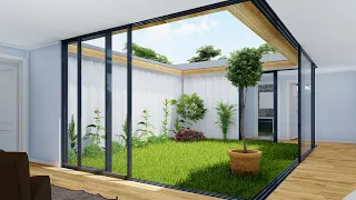 Container House With Interior Garden Room - 3 Bedrooms - Floor plan