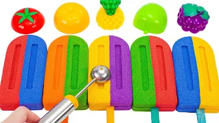 Satisfying Video l Kinetic Sand Colorful Ice Cream Popsicle Sticks Cutting ASMR