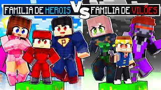 FAMILIA DE HEROIS vs FAMILIA DE VILÕES em APENAS UM BLOCO no Minecraft