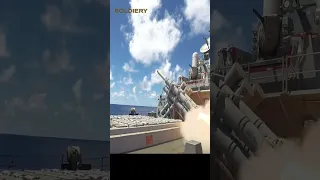 Harpoon missile launched aboard DDG 54 #shorts