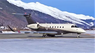 Embraer Praetor 600 Gorgeous Action at Sankt Moritz Executive Airport 🇨🇭 | Landing and Take Off