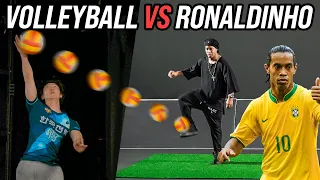 RONALDINHO vs VOLLEYBALL SKY SERVE. CAN HE CONTROL IT?