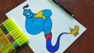 How to Draw Genie funny Cartoon | Aladdin | Draw Genie step by step | Art with Rounak
