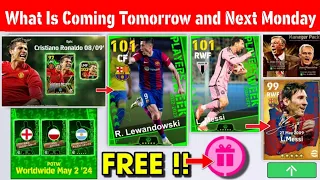 What Is Coming Tomorrow and Next Monday In eFootball 2024 Mobile || Tomorrow Free Rewards & Coins