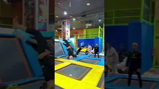 Trampoline flip race #jump #flip #shortvideos #viral #amanahmall