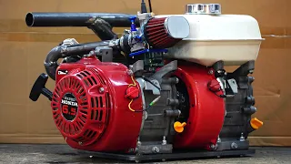 Homemade DOUBLE GX200cc ENGINES !? 400cc 20hp