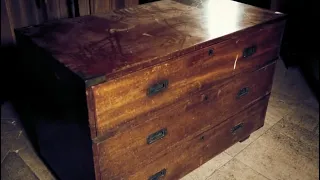 19th Century Mahogany Brass Bound Military Campaign Chest - Salvage Hunters 1410