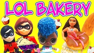 LOL Surprise Dolls Open a Bakery! Featuring Incredibles 2, PJ Masks Owlette and Princess Moana!