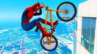 Spiderman Bike Jumps in GTA 5 ( Spider-Man Jump, Stunts, Fails ) GTA 5: Spiderman Epic Bike Jumps
