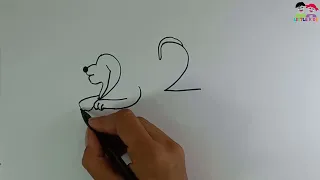 How To Turn Number 2022 Into Lion | Step By Step Drawing | Little kids Learn