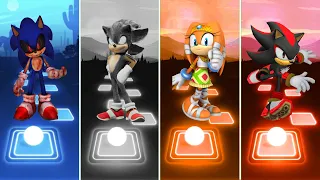 Sonic exe 🆚 Dark Blue Sonic 🆚 Sonic Boom  🆚 Shadow Sonic | Sonic Tiles Hop EDM Rush