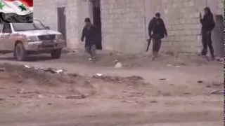 Syrian Army artillery hitting terrorist positions in Aziza village.