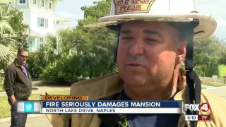 Fire seriously damages Naples mansion, destroys 6 cars