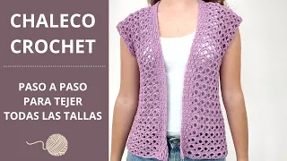 🧶 Como tejer chaleco a crochet super fácil y adaptar a crualquier talla